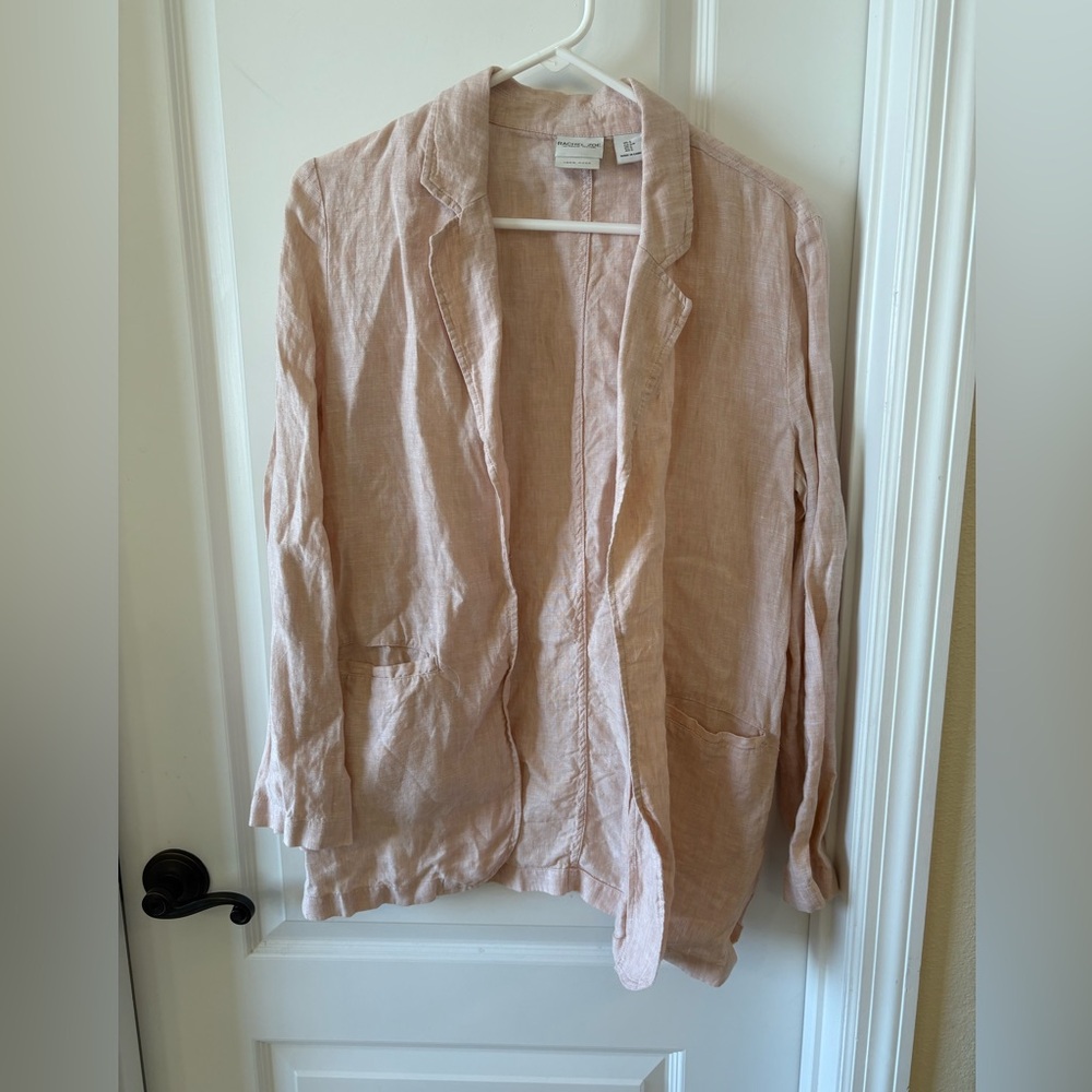 Rachel Zoe Pink Linen Cotton Blazer Size Small Lightweight Summer Jacket